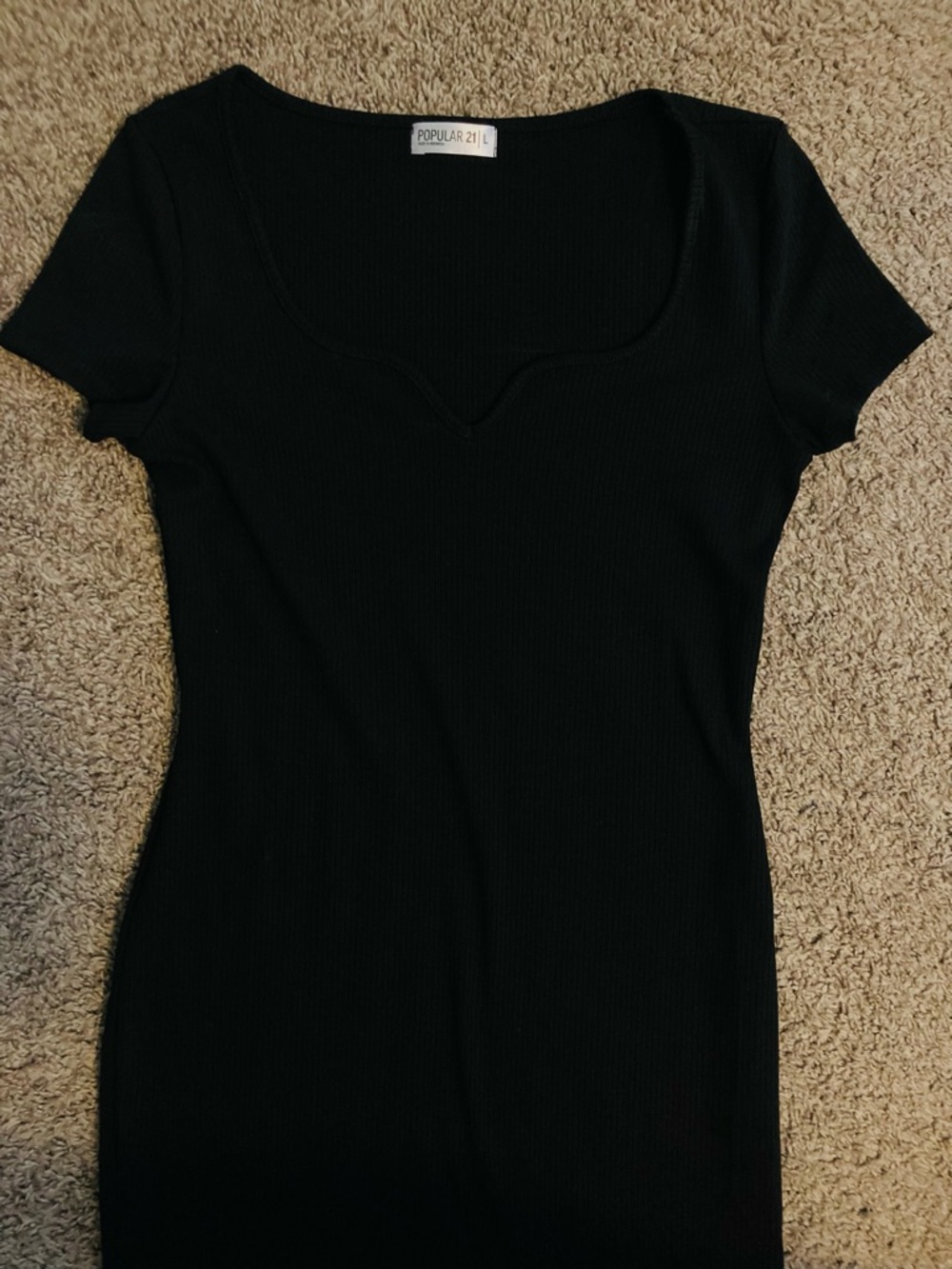 Fashion Nova Black Short Sleeve Scoop Midi Dress
